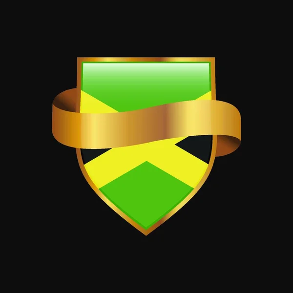 Bandeira Jamaica Golden Badge Vetor Design — Vetor de Stock