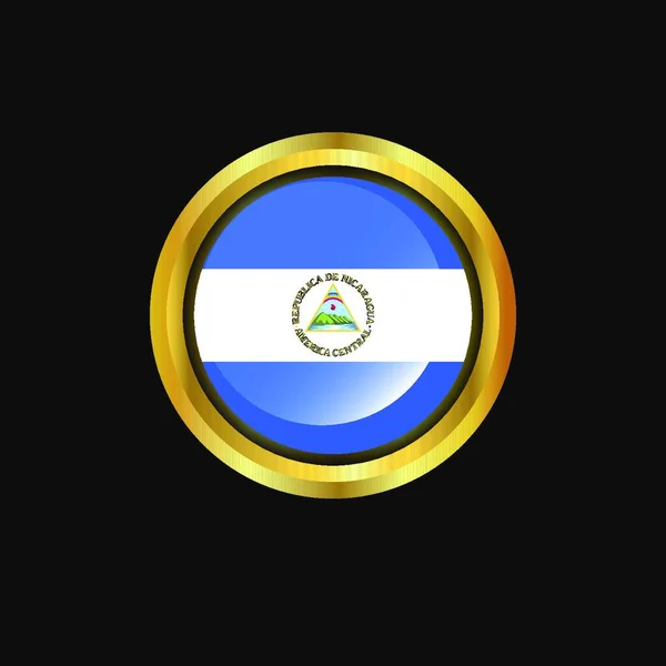 Flaga Nikaragui Złoty Przycisk — Wektor stockowy