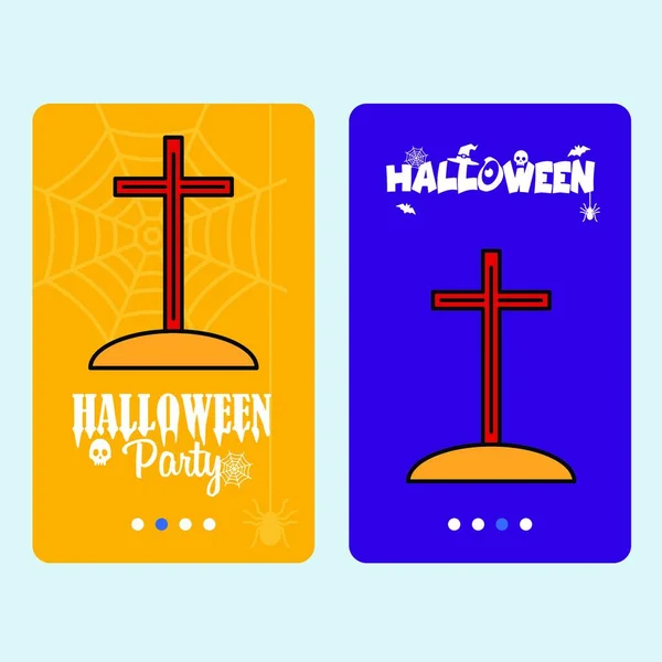 Feliz Halloween Invitación Diseño Con Vector Tumba — Vector de stock