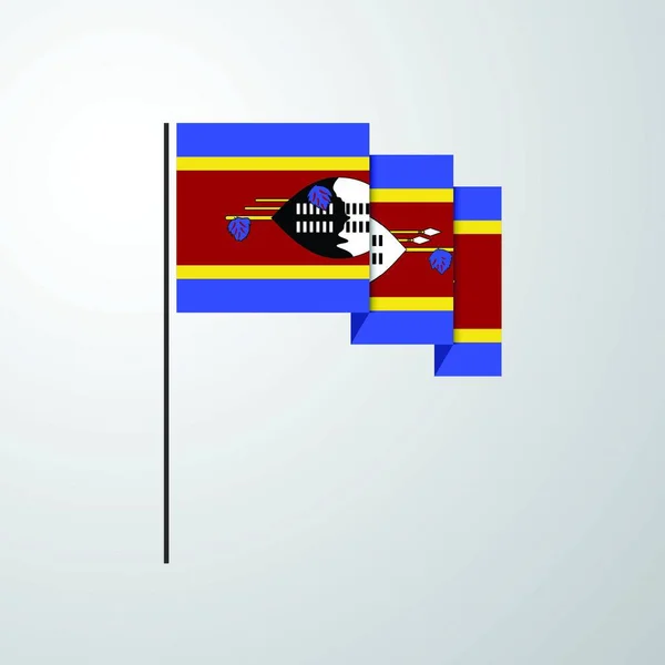 Swaziland Zwaaien Vlag Creatieve Achtergrond — Stockvector