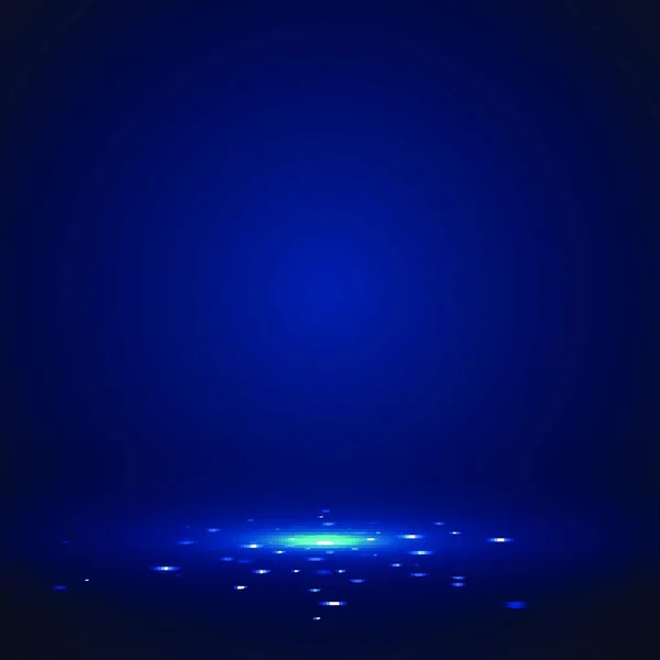 Blauer Bühnenhintergrund Mit Lichtstrahlen Von Scheinwerfern Und Fallendem Funkeln Schimmerndes — Stockvektor