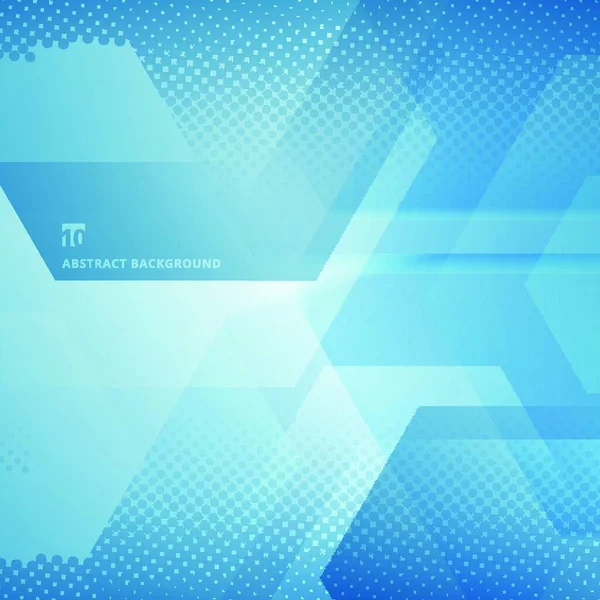 Hexagones Géométriques Abstraits Chevauchant Avec Demi Ton Fond Blanc Bleu — Image vectorielle