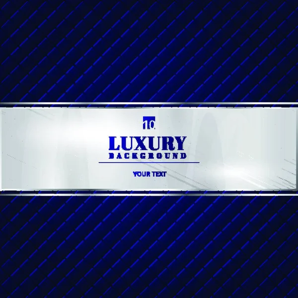 Luxusní Pozvánka Modré Pozadí Vzorem Čtverce Textury Stříbrné Stuhy Banner — Stockový vektor