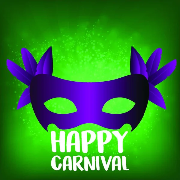 Feliz Dia Carnaval Brasileiro Máscara Carnaval Cor Roxa Com Penas — Vetor de Stock