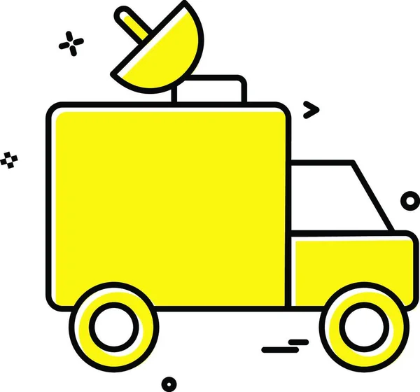 皿衛星車トラック アイコン ベクトルのデザイン — ストックベクタ