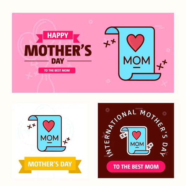 Mãe Cartão Dia Rsquo Com Logotipo Criativo Vetor Tema Rosa — Vetor de Stock