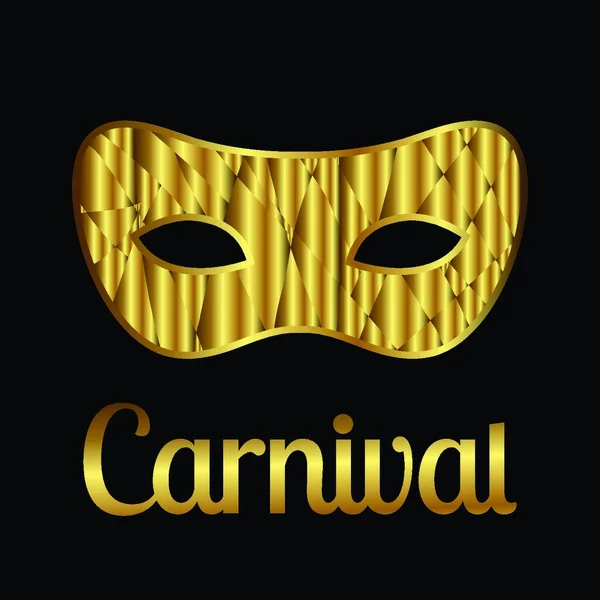 Feliz Dia Carnaval Brasileiro Máscara Carnaval Dourado Tipografia Fundo Preto — Vetor de Stock