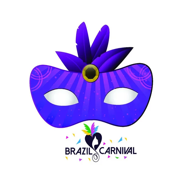 Szczęśliwego Brazylijskiego Dnia Karnawału Purpurowa Maska Karnawałowa Typografią Białym Tle — Wektor stockowy