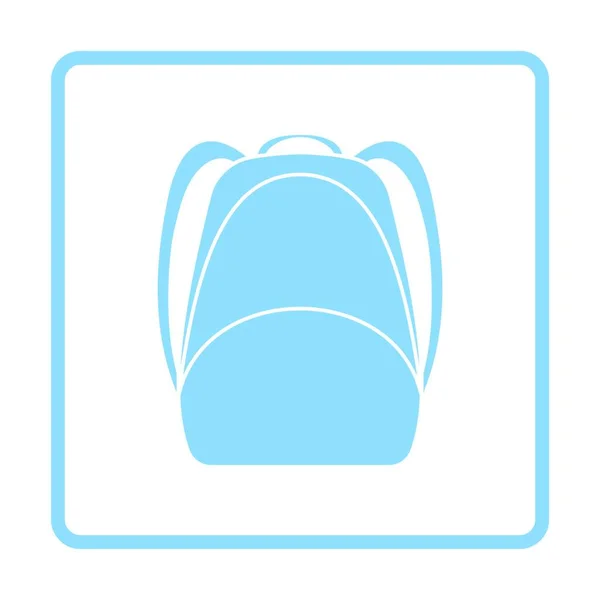 Icono Mochila Escolar Diseño Marco Azul Ilustración Vectorial — Vector de stock