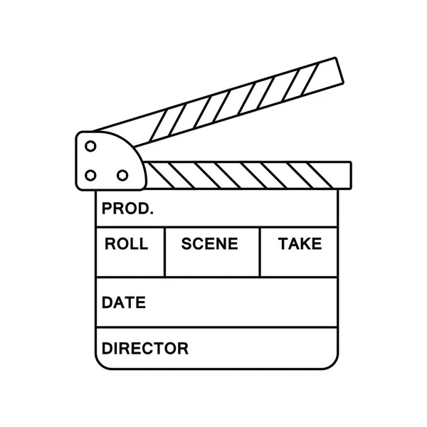 Clap Board Filmpictogram Dunne Lijn Ontwerp Vectorillustratie — Stockvector