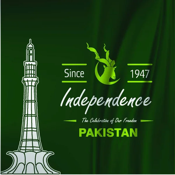 Paksitan Carte Jour Indépendance Avec Vecteur Fond Vert — Image vectorielle