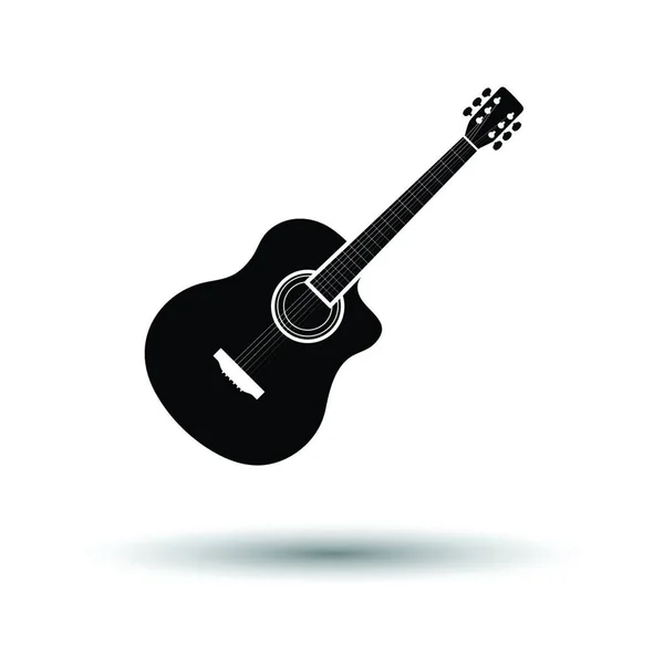 Akustická Kytara Ikona Bílé Pozadí Shadow Designem Vektorové Ilustrace — Stockový vektor