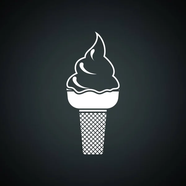 Icono Helado Fondo Negro Con Blanco Ilustración Vectorial — Archivo Imágenes Vectoriales