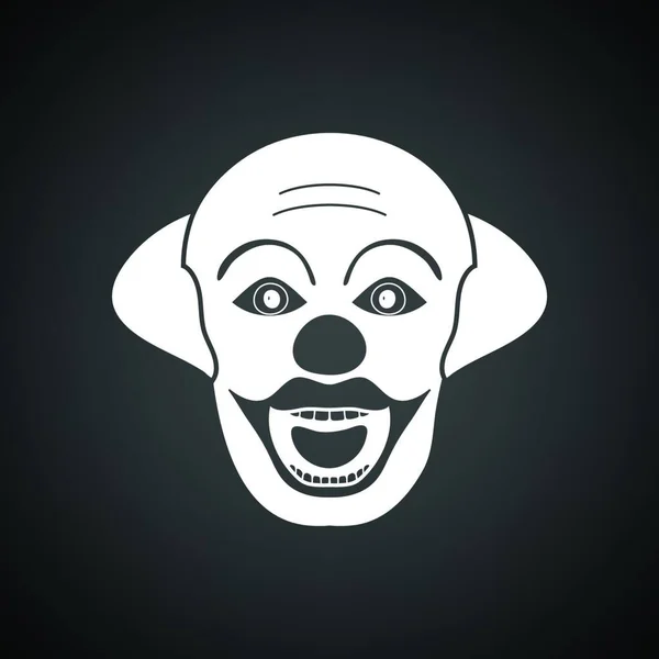 Party Clown Ansikte Ikon Svart Bakgrund Med Vit Vektorillustration — Stock vektor