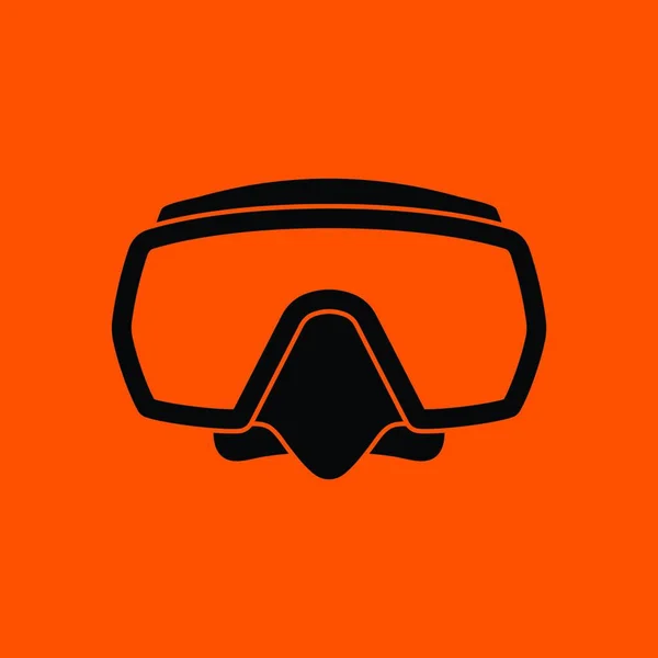水肺潜水面具的图标 与黑色的橙色背景 矢量图 — 图库矢量图片