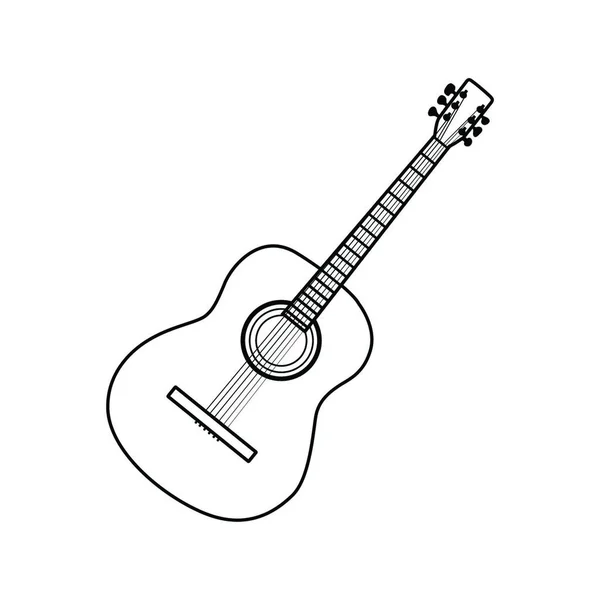 Icon Acoustic Guitar Thin Line Design Vector Illustration — Stock Vector