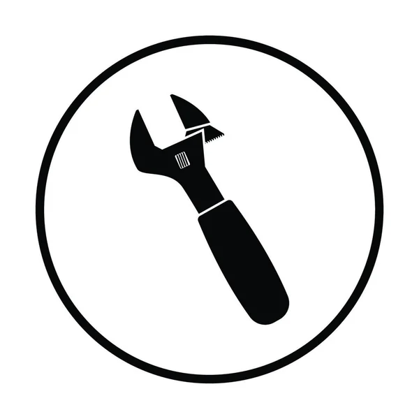 Adjustable Wrench Icon Thin Circle Design Vector Illustration — Stock Vector