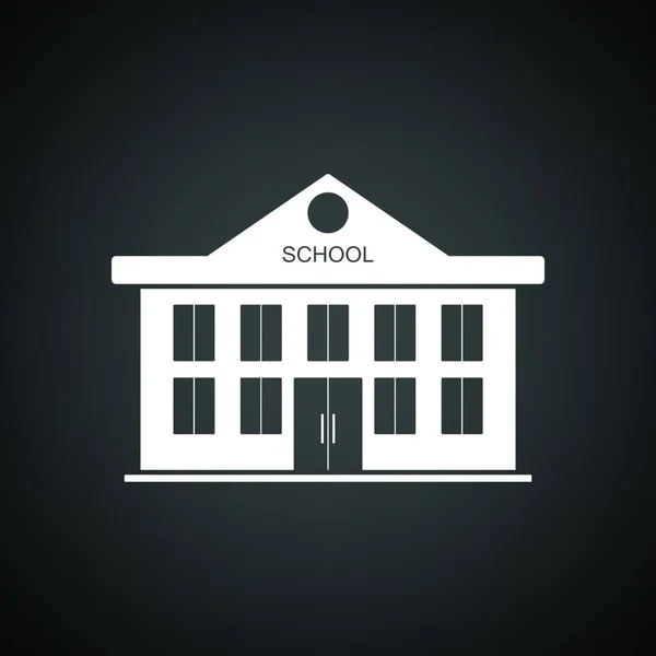 Icona Dell Edificio Scolastico Sfondo Nero Con Bianco Illustrazione Vettoriale — Vettoriale Stock