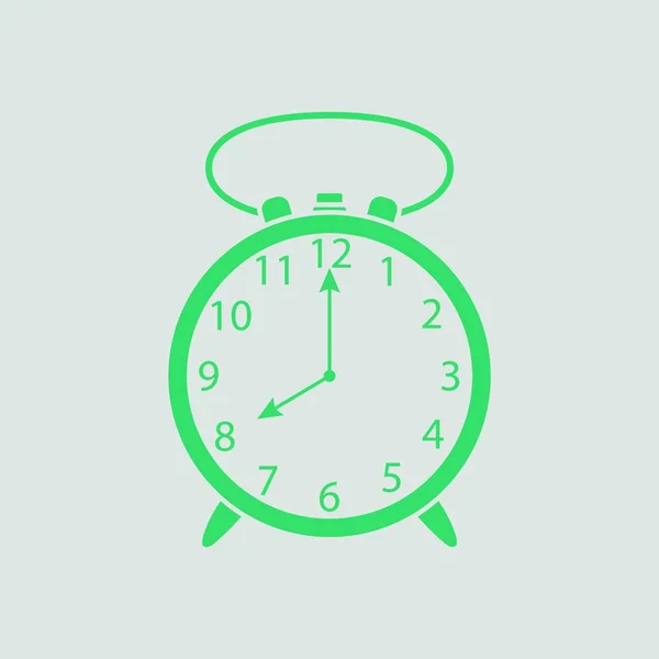 Ícone Relógio Alarme Fundo Cinza Com Verde Ilustração Vetorial — Vetor de Stock