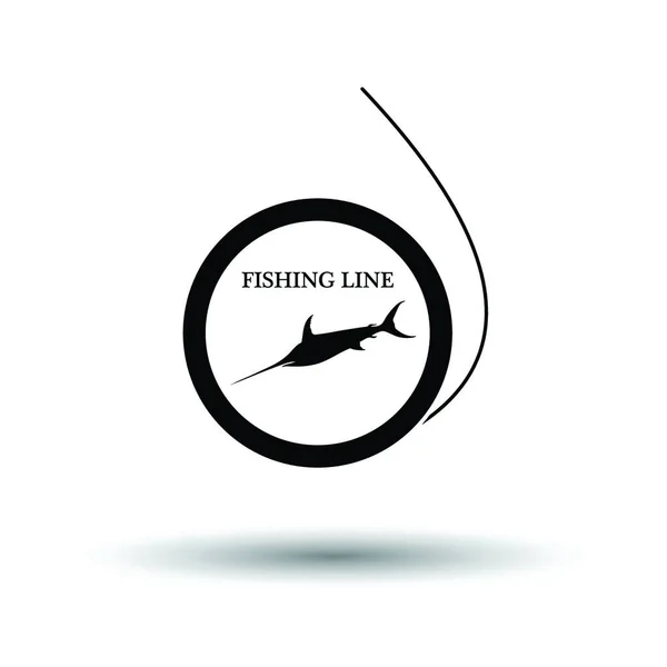 Ícone Linha Pesca Fundo Branco Com Design Sombra Ilustração Vetorial — Vetor de Stock