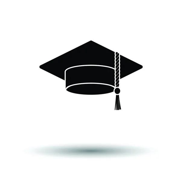 Icône Chapeau Graduation Fond Blanc Avec Design Ombre Illustration Vectorielle — Image vectorielle