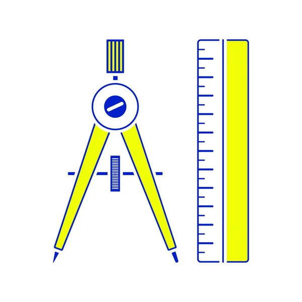 Иконка Плоского Дизайна Compass Масштабирования Цветов Iin Тонкая Линия Дизайна — стоковый вектор