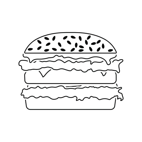 ハンバーガー アイコン 細い線のデザイン ベクトル図 — ストックベクタ