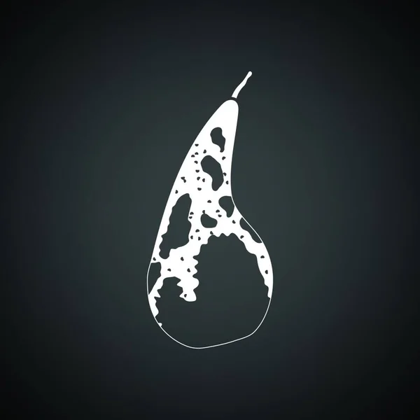 梨のアイコン 白と黒の背景 ベクトル図 — ストックベクタ
