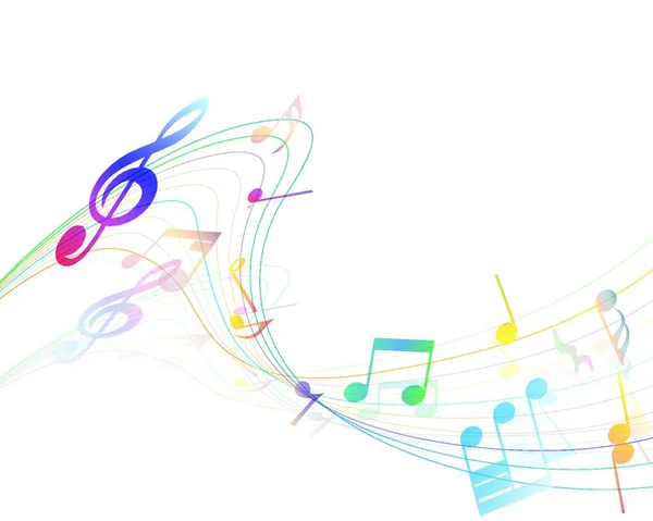 Musical Design Elements Music Staff Treble Clef Notes Gradient Transparent — Wektor stockowy