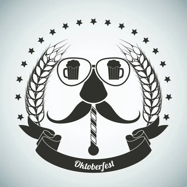 Oktoberfest Vintage Emblem Marrón Oscuro Sobre Fondo Gris Degradado Ilustración — Archivo Imágenes Vectoriales