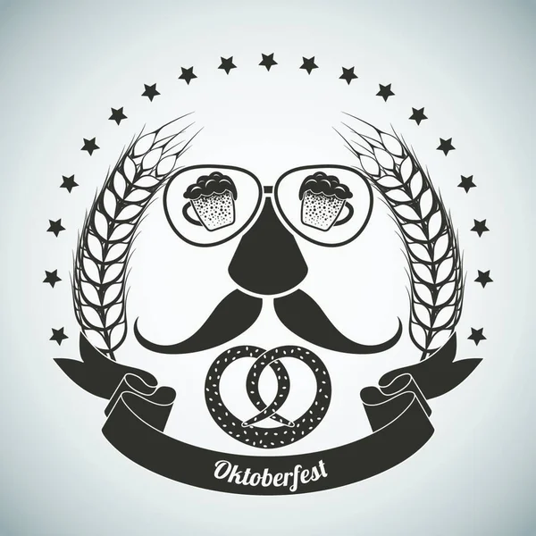 Emblema Vintage Dell Oktoberfest Marrone Scuro Sfondo Grigio Sfumato Illustrazione — Vettoriale Stock