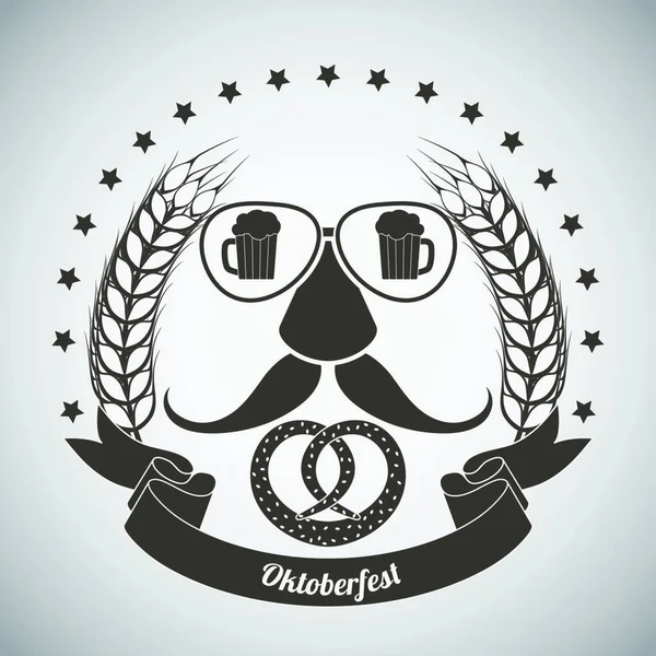 Oktoberfest Vintage Emblem Mörkbrun Över Grå Tonad Bakgrund Vektorillustration — Stock vektor