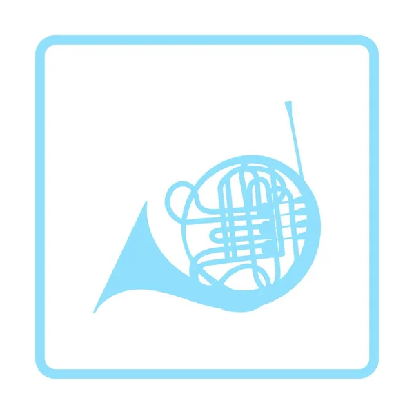 Icono Del Cuerno Diseño Marco Azul Ilustración Vectorial — Vector de stock