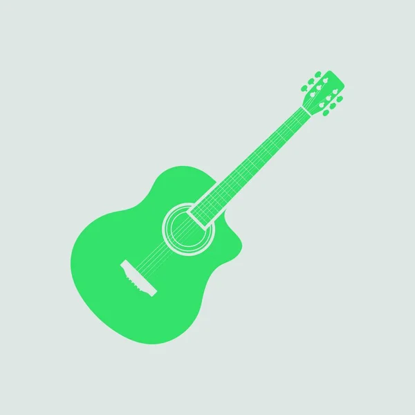 Akustisk Guitar Ikon Grå Baggrund Med Grøn Vektorillustration – Stock-vektor