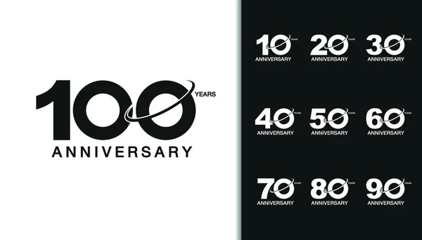 Conjunto Logotipo Aniversario Celebración Del Aniversario Moderno Con Diseño Saturno — Archivo Imágenes Vectoriales