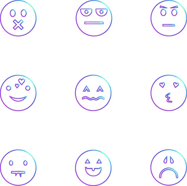 Emoji Emoticons Eomtions Smileys Traurig Glücklich Weinen Lachen Liebe Wütend — Stockvektor