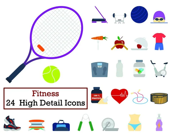 Set Mit Fitness Symbolen Flache Farbgestaltung Vektorillustration — Stockvektor