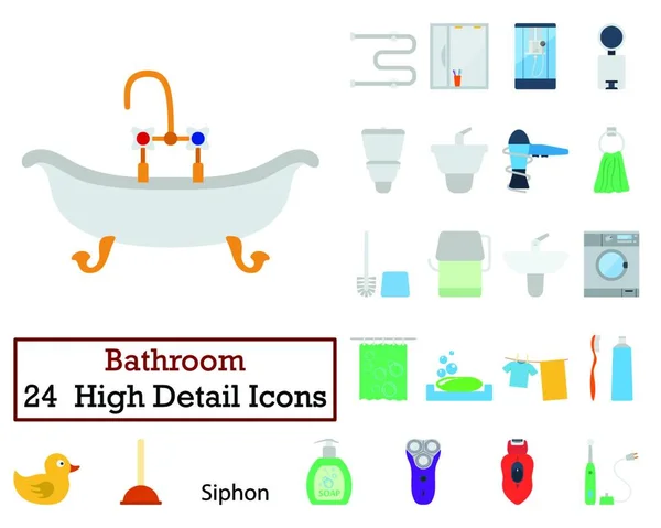 Set Iconos Baño Diseño Color Plano Ilustración Vectorial — Vector de stock