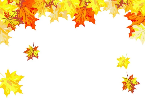 Podzimní Rámeček Padajícími Javory Listy Bílém Pozadí Elegantní Design Textovým — Stockový vektor