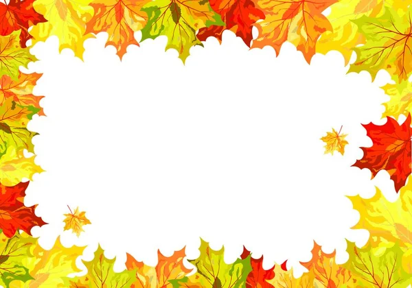 Autumn Frame Falling Maple Leaves White Background Elegant Design Text — Stock Vector