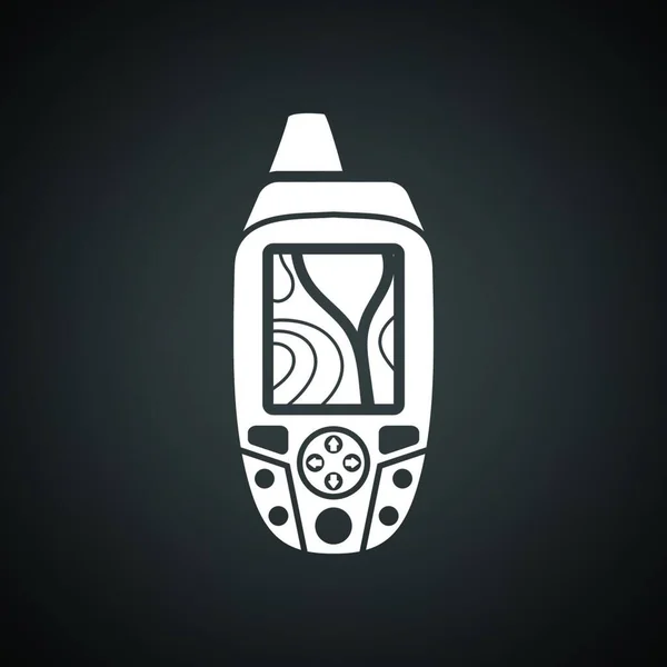 Icône Gps Portable Fond Noir Avec Blanc Illustration Vectorielle — Image vectorielle