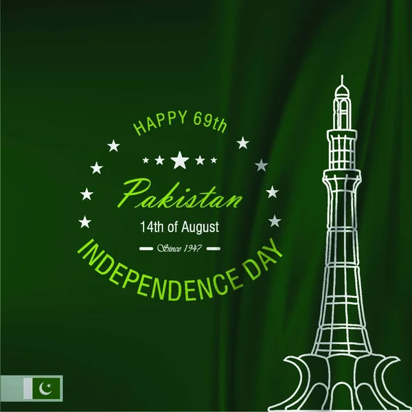 Paksitan Carte Jour Indépendance Avec Vecteur Fond Vert — Image vectorielle