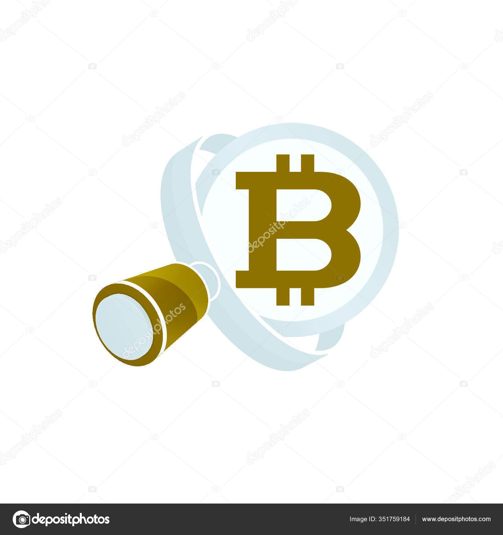 돋보기에 비트코인 배경에 있습니다 아이콘 디자인 스톡 벡터 - ©PantherMediaSeller 351759184