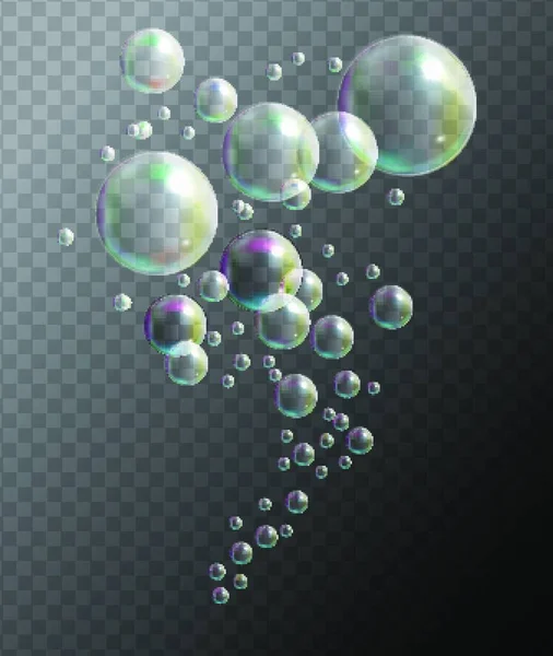 Transparent Bubbles Black Background Vector Illustration — Stock Vector