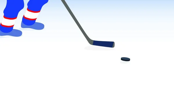 Ishockeyspelare Med Stick Och Puck Vektorillustration Eps10 — Stock vektor