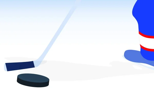 Ijshockeyspeler Met Stok Puck Vector Illustratie Eps10 — Stockvector