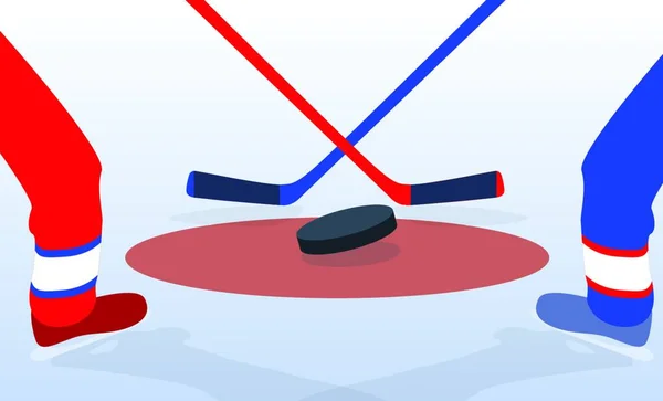 冰曲棍球手与棍棒和冰球 病媒说明 Eps10 — 图库矢量图片