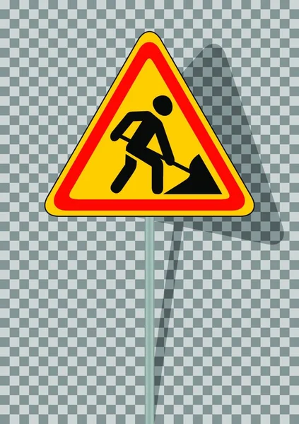 Verkehrszeichen Straßenbauarbeiten Auf Transparentem Hintergrund Vektorillustration Eps10 — Stockvektor