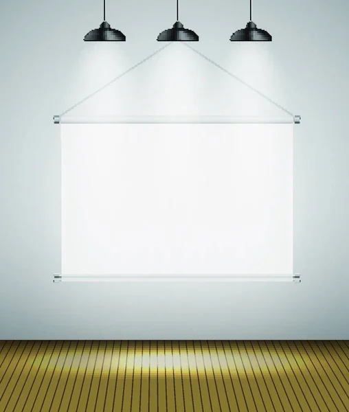 Galerie Abstraite Arrière Plan Avec Lampe Éclairage Cadre Espace Vide — Image vectorielle