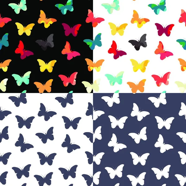 Butterfly Seamless Simple Pattern Background Set Illustration Vectorielle Eps10 — Image vectorielle